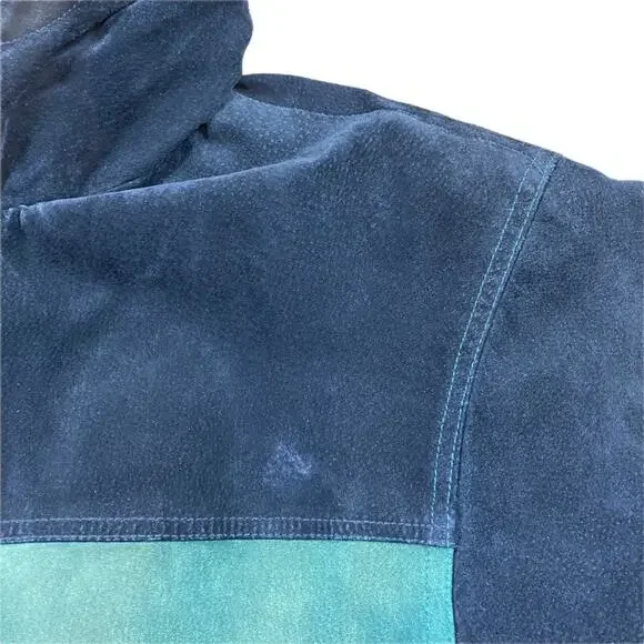 Outbrook Hooded Color Block Suede Coat Jacket Ladies Large Black Green Burgundy - Picture 8 of 16